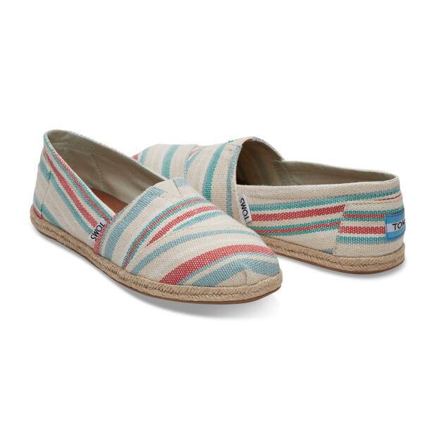 TOMS Espadrille Alpargata Pale Pink Woven Stripe Rope Sole