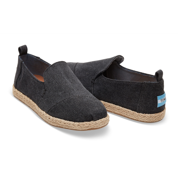 TOMS Espadrille Deconstructed Black Washed Canvas