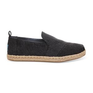 TOMS Espadrille Deconstructed Black Washed Canvas