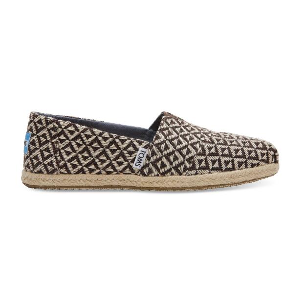 TOMS Espadrille Alpargata Chocolate Brown Diamond Geo Woven Rope Sole