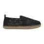 TOMS Espadrille Deconstructed Rope Black Lace Leaves