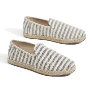 TOMS Espadrille Deconstructed Rope Black Woven Stripe