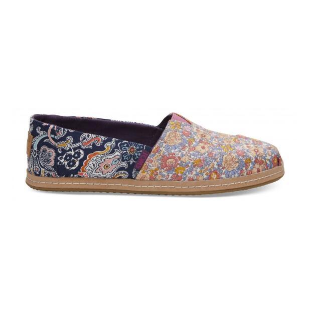 TOMS Espadrille Alpargatas Liberty Amelie/Louis Navy Mosaic Floral Linen