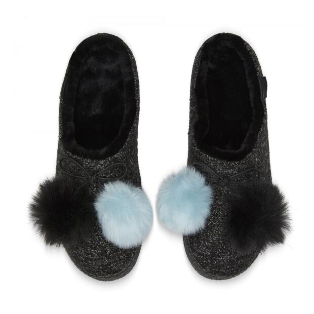 TOMS Slipper Ivy Black Multicolor Felt/Pom Pom