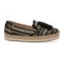 TOMS Espadrille Palma Black Geometric Woven with Tassel