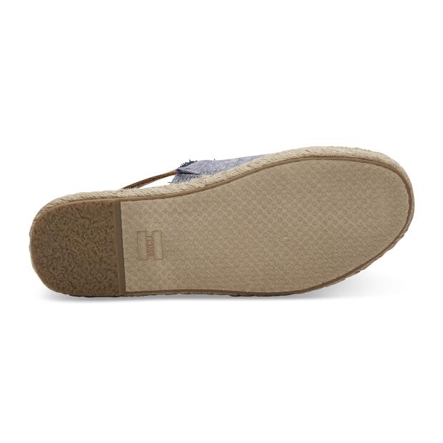 TOMS Espadrille Clara Navy Slub Chambray with Leather
