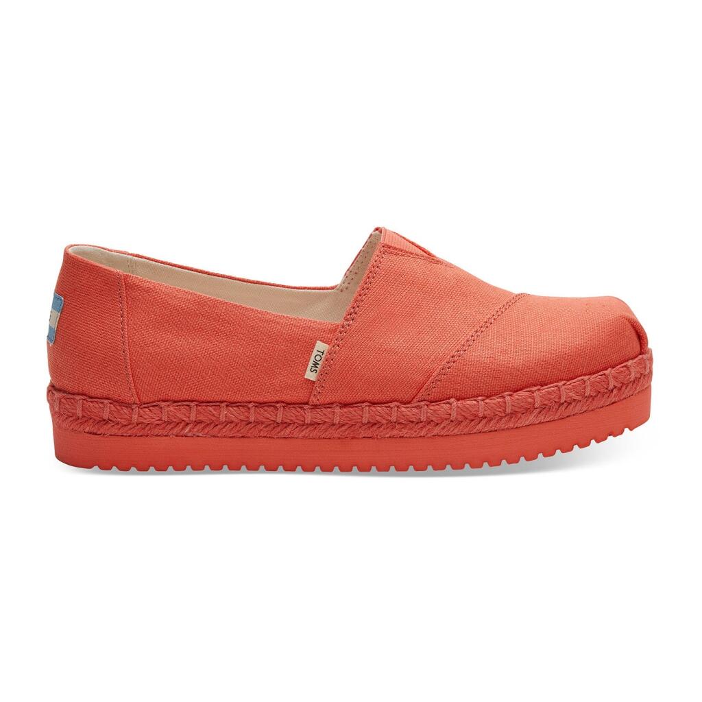 TOMS Espadrille Platform Alpargata Persimmon Heritage Canvas 41